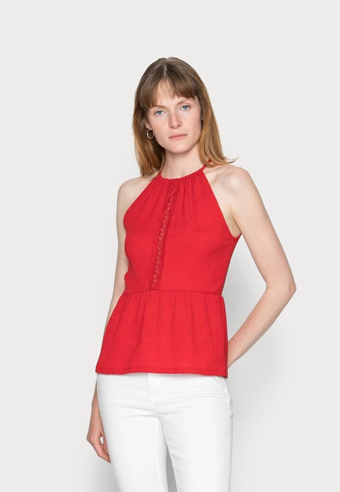 T-Shirt ANNA FIELD Anna Field Trim Insert Halterneck Rouge Femme | TBP-0924645